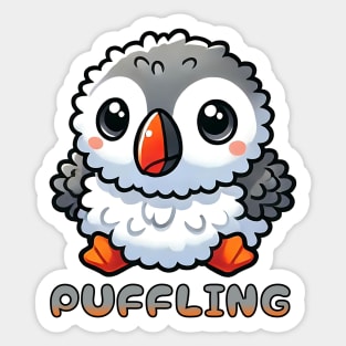 Puffling, what a baby Puffin is called, cute fluffy design Sticker